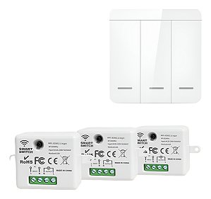 Interruptor de 3 Teclas Remoto Sem Fio + 3 Módulos RF 433 MHz