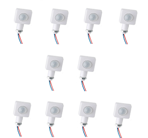 Sensor de Presença Externo Impermeável Ajustável Com Rotação IP54 Branco - 10 Unidades