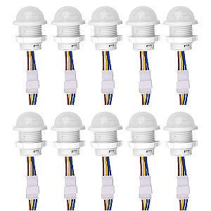 Sensor De Presença Movimento Iluminação com Ajuste de Tempo e Luz 110/240v - 10 Unidades