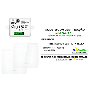 Modulo Rf433 + 2 Interruptor 1 Tecla Sem Fio 3way Pararelo Escada