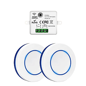 Interruptor Three Way Sem Fio Rf433 + 2 Botões Sobrepor 3m Iluminação