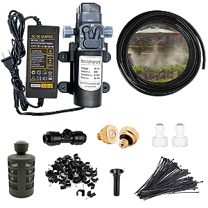 Kit Irrigação Por Névoa Pulverização Climatizável Tubo 12m Com Bomba Super Potente 60w