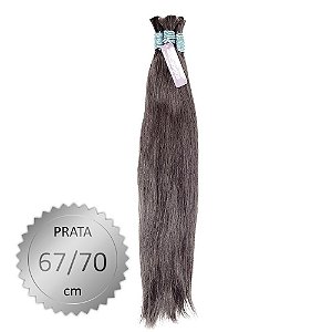 Cabelo Humano Liso, castanho médio, virgem e pontas cheias. Com 50 Gramas. 67/70cm. Série Prata.