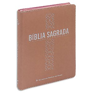 Bíblia Nova Almeida Atualizada Letra Grande capa Rosa Claro