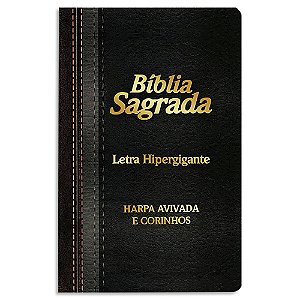 Bíblia com Harpa e Corinhos Letra HiperGigante capa Preto e Marrom