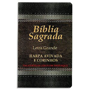 Bíblia com Harpa e Corinhos Letra Grande capa Marrom e Cinza