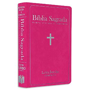 Bíblia com Harpa Avivada e Corinhos Letra Jumbo capa Pink