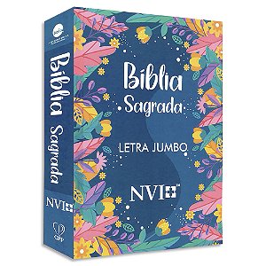 Bíblia NVI Letra Jumbo capa Folhagens Azul
