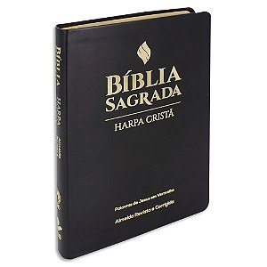 Bíblia com Harpa Letra Grande Palavras de Jesus em Vermelho capa Preta