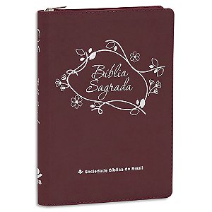 Bíblia Feminina com Ziper ARA Letra Grande capa Vermelho Escuro
