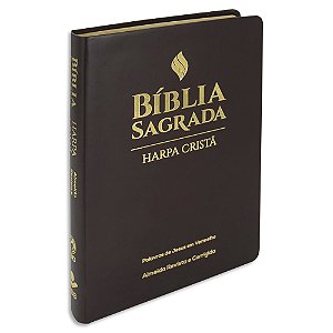 Bíblia com Harpa Letra Grande Palavras de Jesus em Vermelho capa Marrom