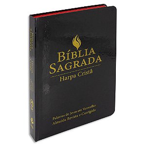 Bíblia com Harpa Letra Grande capa Preta Semiflexível