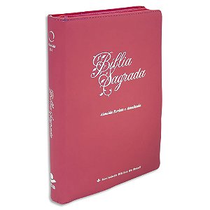 Bíblia Sagrada Letra Gigante Almeida Revista e Atualizada capa Pink