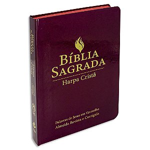 Bíblia com Harpa Letra Grande capa Semiflexível Vinho