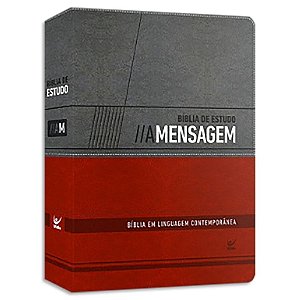 Bíblia de Estudo A Mensagem capa Cinza e Vermelho