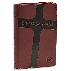 Bíblia NAA Letra Grande capa Vermelha Cruz com Zíper
