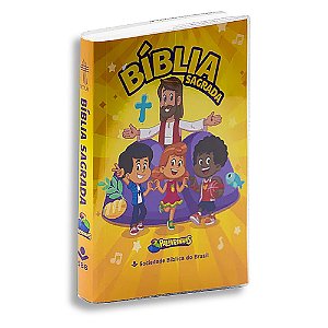 Bíblia Sagrada Infantil 3 Palavrinhas Capa Mole Amarela Plastificada