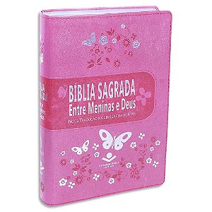 Bíblia Sagrada entre Meninas e Deus Rosa