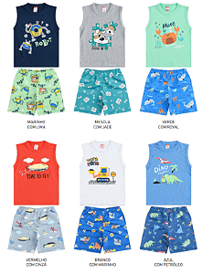 Conjunto Masculino Machão Tactel Estampa Digital 1 a 3 Anos Estampas Sortidas