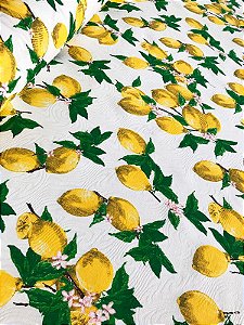 Tecido Jacquard limão siciliano branco