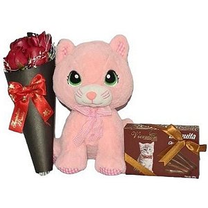 Arranjo de Rosas Gatinha de Chocolate