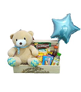 Cesta Maternidade Ursinho Carinhoso Azul