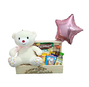 Cesta Maternidade Ursinho Carinhoso Rosa