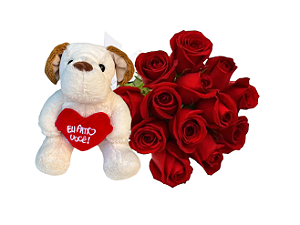 Buque 12 Rosas e Pelucia