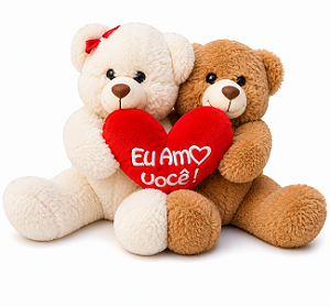 Urso Dueto Pelúcia com Coração Vermelho