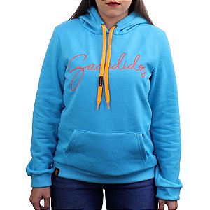 Moletom Feminino Sacudido´s - Azul Bebê e Laranja