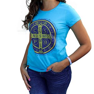 Camiseta Sacudido's Feminina - São Bento - Azul