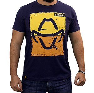 Camiseta Sacudido's - Logo Estilizado Degradê - Marinho