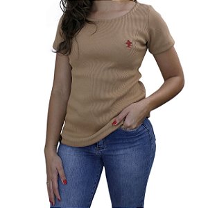 Camiseta Sacudido's Feminina Ribana - Bege Claro