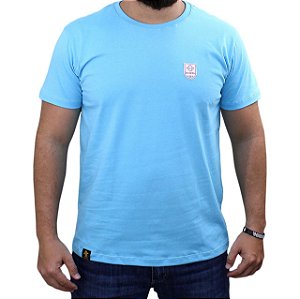 Camiseta Sacudido's - Logo Especial - Azul Claro e Rosa Claro