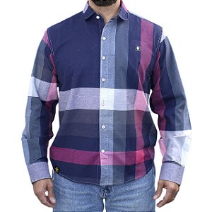 Camisa Casual Marshall Xadrez Manga Longa Bordô Vinho, Camisas e  Acessórios