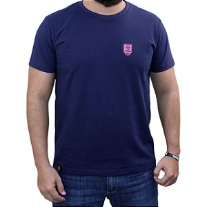 Camiseta Sacudido's - Logo Especial - Marinho e Pink