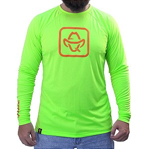 Camiseta Manga Longa Sacudido´s Masculina - Proteção Solar - Verde Neon