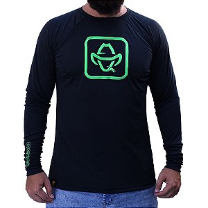 Camiseta Manga Longa Sacudido´s Masculina - Proteção Solar - Preta
