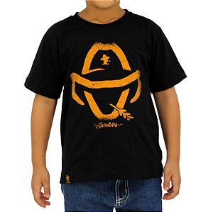 Camiseta Infantil Sacudido's - Logo Estilizado - Preta