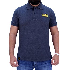 Camiseta Polo Sacudido's - AGRO -  Preto Mescla