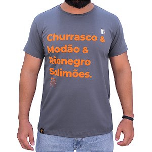 Camiseta Sacudido's - Churrasco Modão Rionegro e Solimões - Cinza