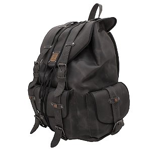 Mochila Sacudido's - Logo - Couro Estonado Preto