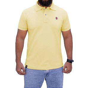 Camiseta Polo Sacudido's - Amarelo Claro e Vinho