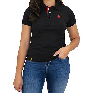 Camiseta Polo Feminina Sacudido's - Preto