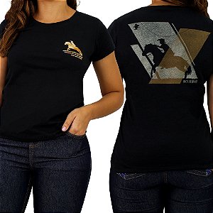 Camiseta SCD Plastisol Feminina - Aventura Cavalo - Preto