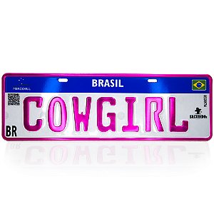 Placa Temática Sacudido´s Estilo Mercosul Carro - Cowgirl