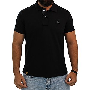 Camiseta Polo Sacudido's - Preto c/ Cinza Boss