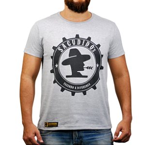 Camiseta Sacudido's - Engrenagem Nova - Cinza Mesc
