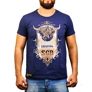 Camiseta Sacudido's - Boi Pêlo Longo - Marinho