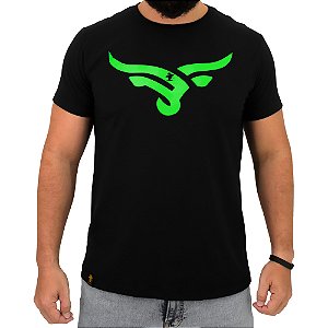 Camiseta Sacudido's - Boi Estilizado - Preto e Verde